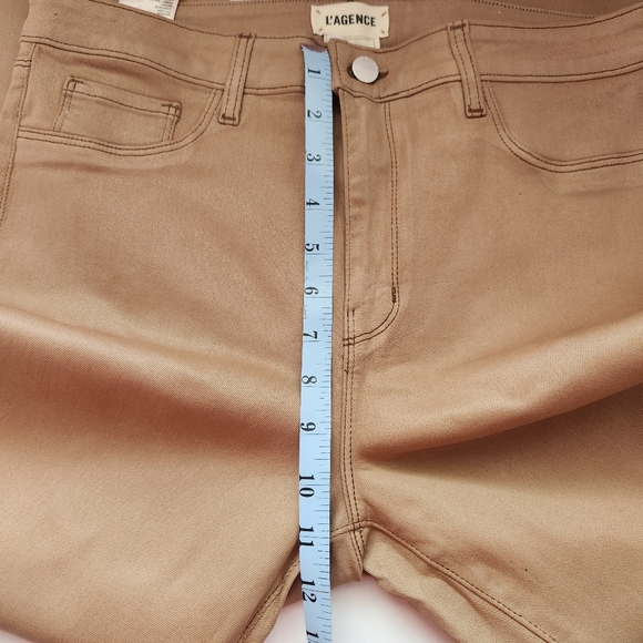L'AGENCE Margot Skinny High-Rise Cappuccino Brown Coated Ankle Jeans Sz 31 NWOT - Picture 5 of 14